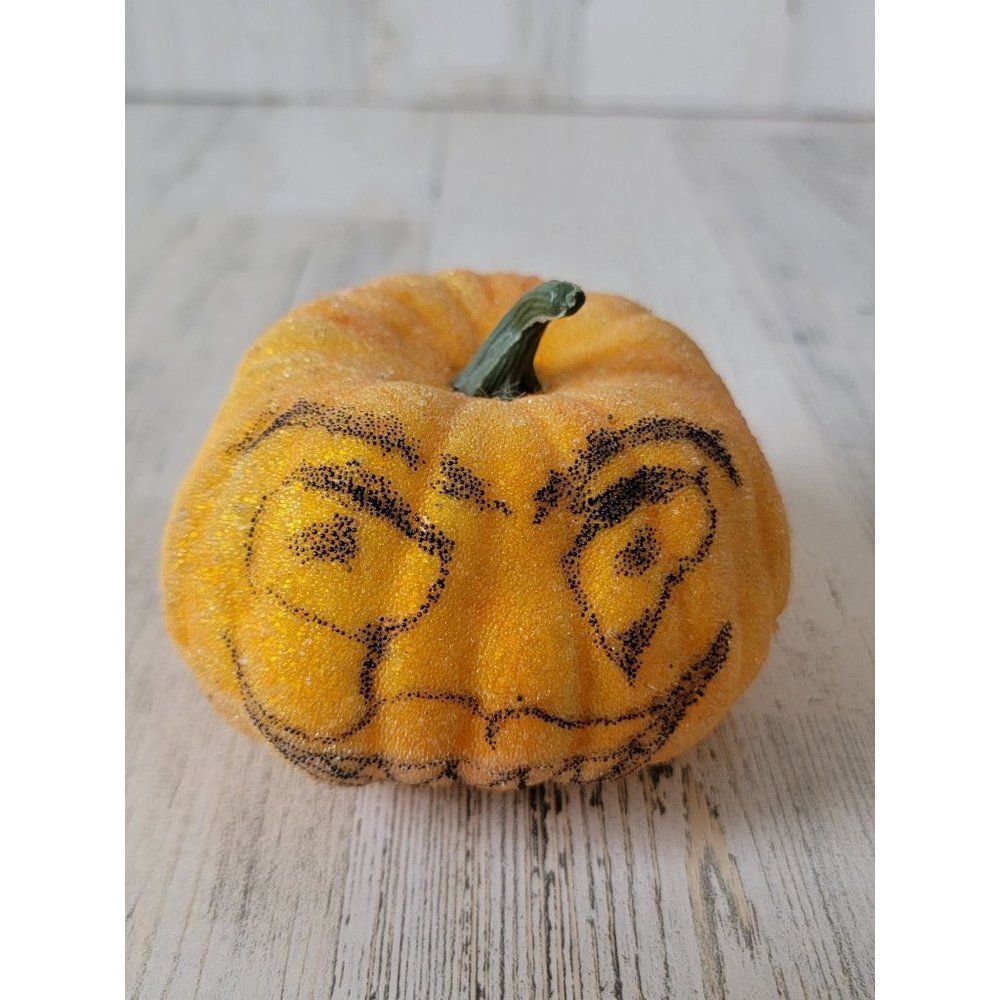 Shiny mini pumpkin handmade Jack O'Lantern AS IS home decor